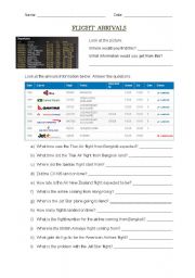 English Worksheet: Flight arrivals