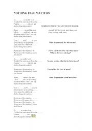 English worksheet: Song Music NOTHING ELSE MATTERS by Metallica