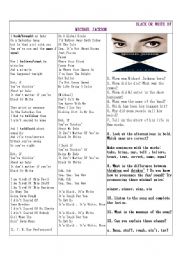 English Worksheet: Song Music Micheal Jackson Black or White