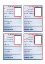 English Worksheet: Personal Profile Card Template