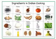 English Worksheet: Picture Cards for Indian Cooking Ingredients