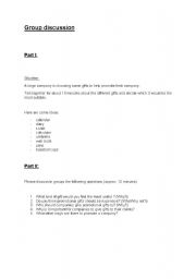 English Worksheet: Group discussion about promotional gifts