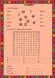 English Worksheet: NUMBERS 1 TO 100