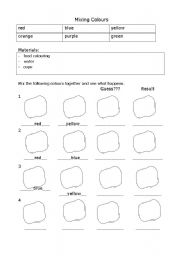 English worksheet: Mixing colours