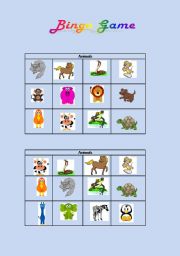 English Worksheet: Useful bingo game about animals