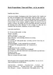 English worksheet: a worksheet on basic prepositions