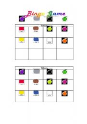 English Worksheet: Colours bingo cards