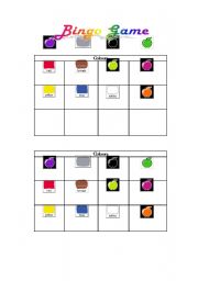 English worksheet: Colours bingo cards