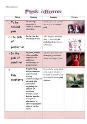 English Worksheet: Pink idioms