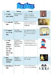 English Worksheet: Blue idioms