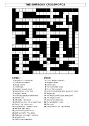 English Worksheet: THE SIMPSONS CROSSWORDS