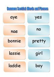 English Worksheet: Common Scottish Words