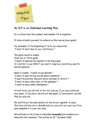English Worksheet: What is an Individual Learning Plan?