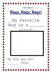 English Worksheet: Bugs, Bugs, Bugs