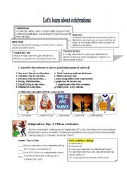 English Worksheet: celebtations around the world