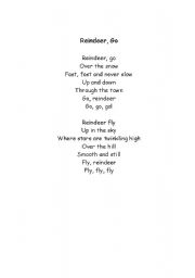 English Worksheet: Reindeer Poem
