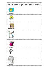 English worksheet: What was the weather like?