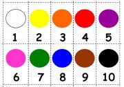 English Worksheet: Numbers and colours. Mini-flashcards games