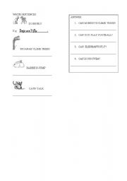 English Worksheet: CAN VS CANT