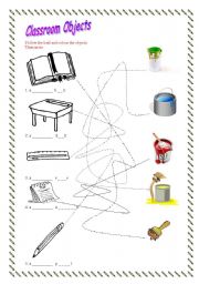 English Worksheet: Classroom objects and colours