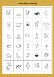 English Worksheet: animals pictionary part1