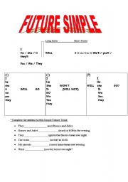 English worksheet: FUTURE SIMPLE (WILL-BE GOING TO)