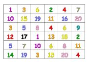 BINGO Numbers 1-20