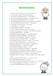 English Worksheet: REPORTED SPEECH