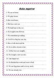 English worksheet: Negation