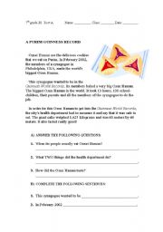 English worksheet: a story about the purim cookies{omentashen}