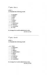 English worksheet: general vocabulary quizes