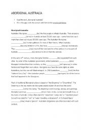 English Worksheet: Simple Past Task - Aboriginal Australia