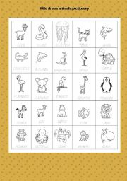 English Worksheet: animals pictionary part2