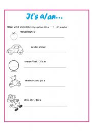 English worksheet: my first english lesson