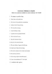 English Worksheet: Common mistakes in English