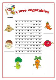 English Worksheet: I love vegetables