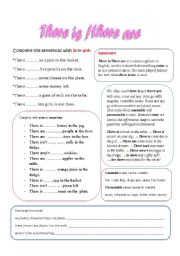 English Worksheet: thereis and there are