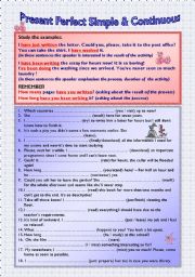 English Worksheet: Present Perfect Simple and Continuous