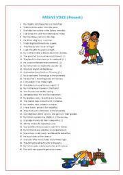 English Worksheet: PASSIVE VOICE , present