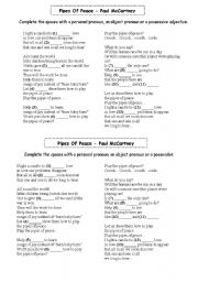 English Worksheet: Song Pipes of peace by Paul Mc Cartney