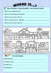 English Worksheet: PLACES - WHERE IS ...?