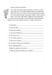 English Worksheet: Reading Comprehension