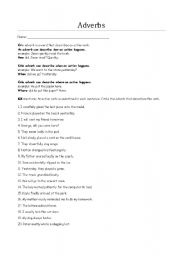 English Worksheet: adverbs