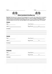 English Worksheet: reading log