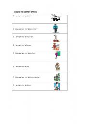 English worksheet: Occupations with verb 