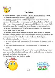 English Worksheet: The Article