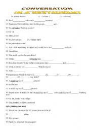 English Worksheet: Conversation in a restaurant