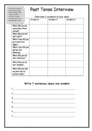 English Worksheet: Past Simple Questionnaire