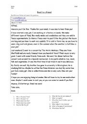 English Worksheet: Email to a friend
