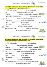 English Worksheet: Simple present- present progressive